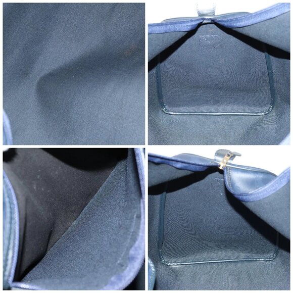 Christian Dior Trotter Canvas Boston Bag PVC Navy Gold Auth 127118 - Picture 15 of 16